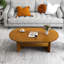 Table basse ovale moderne en noyer à deux niveaux Modern