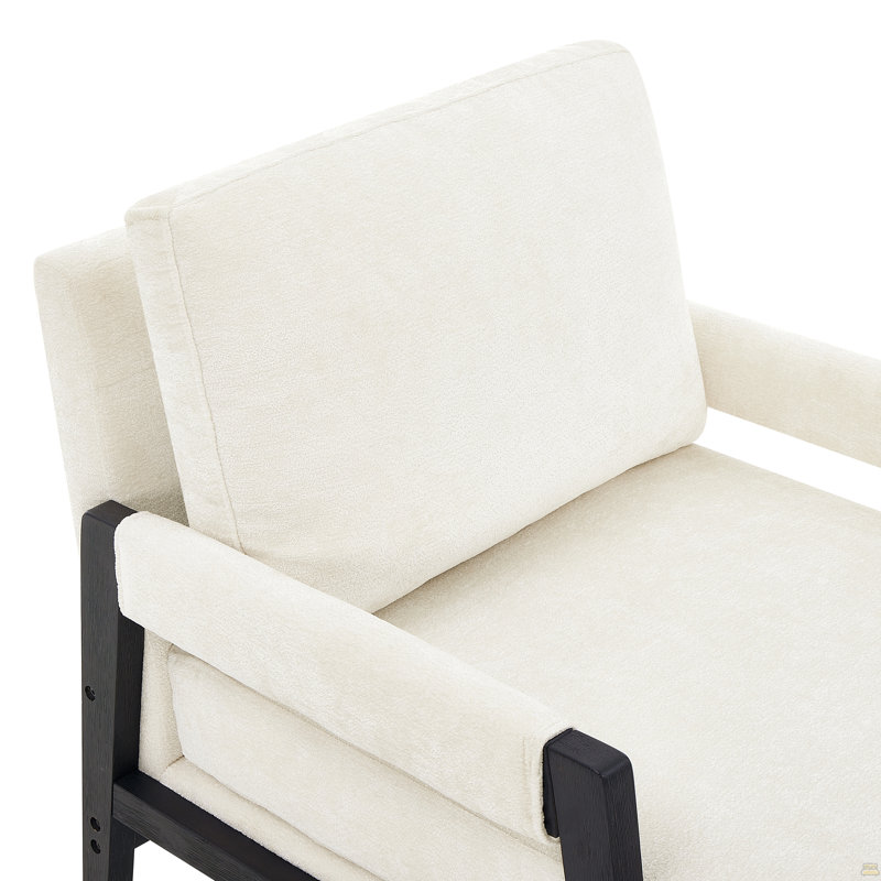 Fauteuil d'appoint rembourré Modern Chenille, Blanc