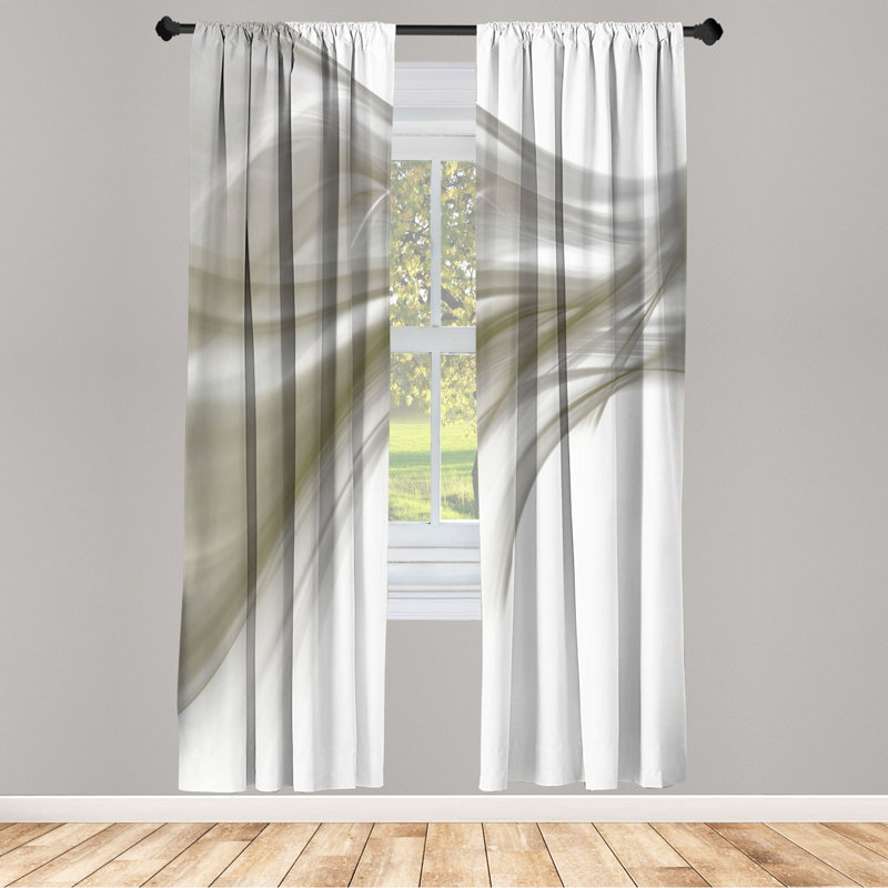 Microfiber Floral Semi-Sheer Rod Pocket Curtain Panels, 28" W x 95" L, Light Gray