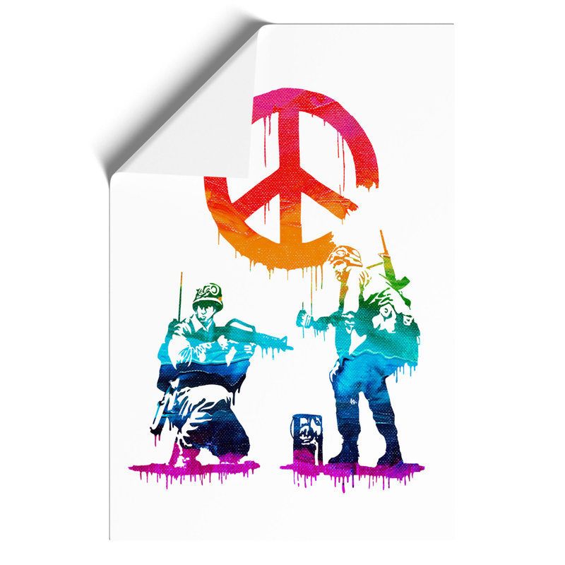 Banksy Peace Soldiers - Frameless Print, 30cm H x 21cm W x 0.1cm D