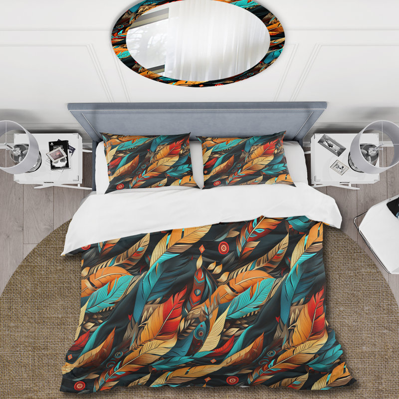 Ensemble de housse de couette à motif tribal, Housse de couette pour grand lit et 2 taies décor