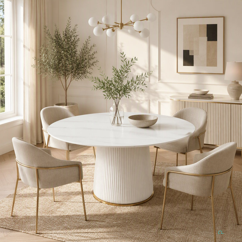 53 Inch Round Sintered Stone Dining Table