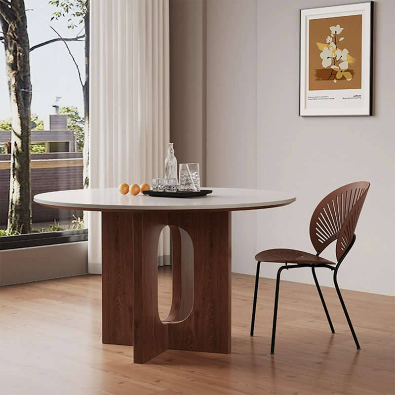 Table de salle à manger en noyer, H 29,53 po x L 43,31 po x l 43,31 po, Noyer