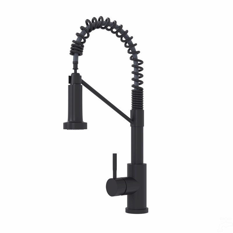 19" Single Handle Kitchen Faucet, Matt Black