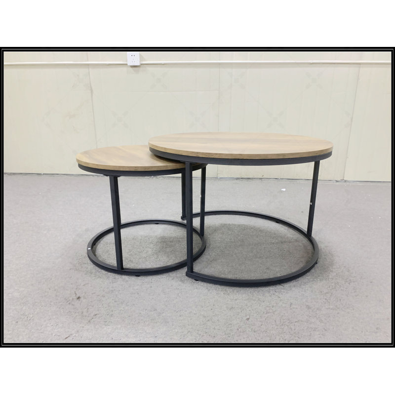 Ensemble de 2 tables basses gigognes, Brun, Bois
