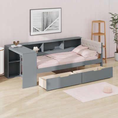 Platform Bed With Storage Shelves