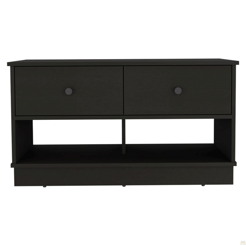 Rectangle 2-Shelf 2-Drawer Storage Bench Wenge, Wenge