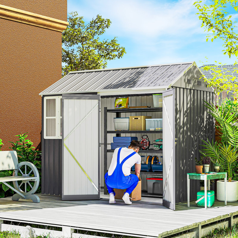Brynzlee 8 Ft. W x 6 Ft. D Galvanised Steel Garden Shed