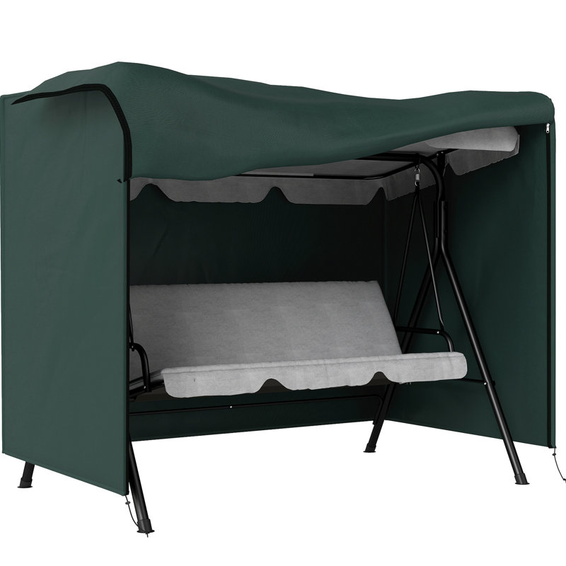 Housse de chaise de balançoire d'extérieur - Tissu foncé, respirant, cordon de serrage pour serrer, grande fermeture à glissière facile à utiliser, pliante compacte, l 80,75 po x l 48,75 po x H 64,5 po, protège-chaises de patio, étanchéité réglable,