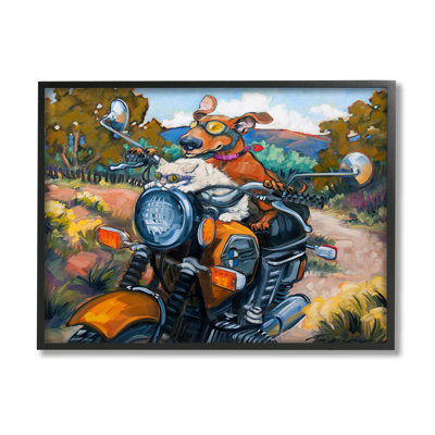 Ax-743-Giclee " Cat & Dog On Motorcycle " by CR Townsend Painting Print