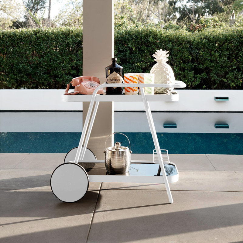 Karinah 17 Stories Bar Cart with Metal Outer Material, White
