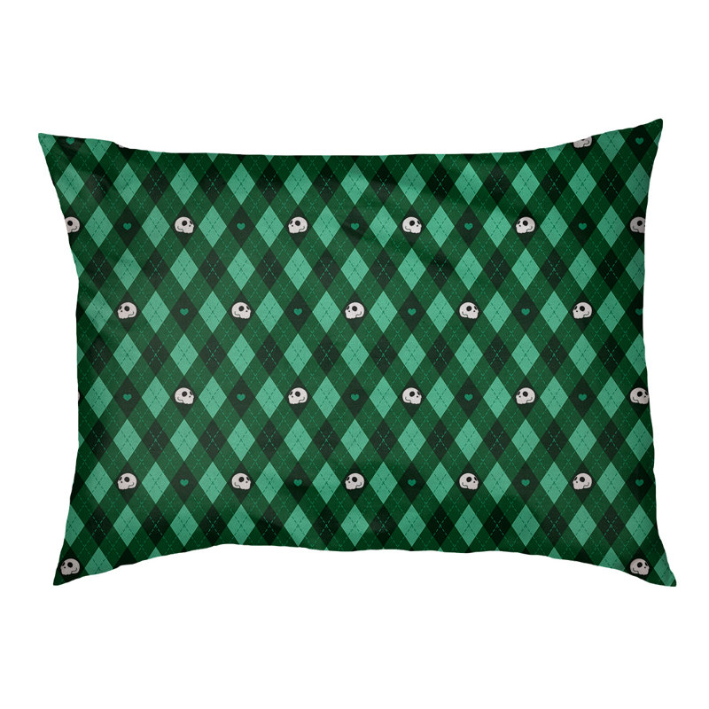 Coussin d'extérieur Campion Argyle Skulls, Très grand (l 52 po x P 42 po x H 17 po), Vert / noir / menthe