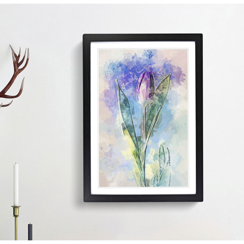 Purple Tulip in Abstract - Framed Print, 60cm H x 40cm W x 2cm D, Black