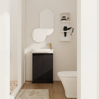 Meuble-lavabo avec lavabo et support de rangement pour petite salle de bain