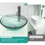 Bassin séduisant en verre trempé avec drain escamotable, garniture noire, 16,5 po x 16,5 po
