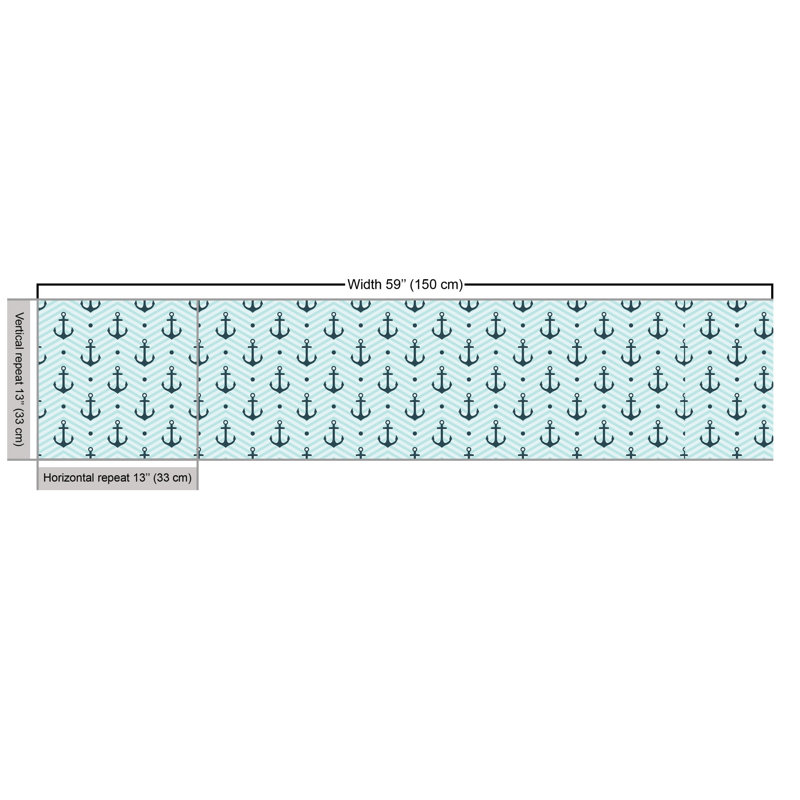 Chaunte Anchors Zigzag Waves Monochromic Multi-Purpose Fabric