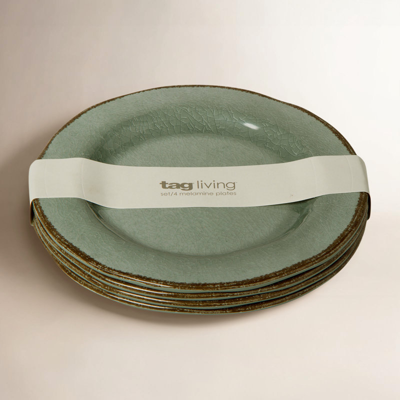 Veranda Melamine Salad Plate Set Of 4, Light Gray, 0.75" H x 10.75" L x 10.75" W