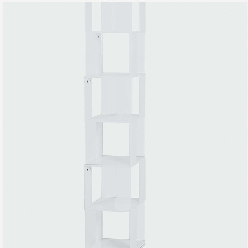 Bibliothèque rotative à 6 niveaux, bibliothèque simple avec plaque en acrylique, Blanc