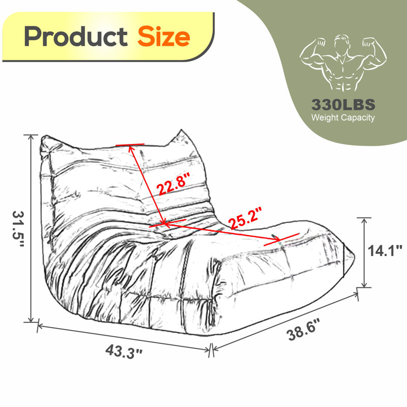 Teddy Fabric Standard Armless Bean Bag Chair & Lounger, Green