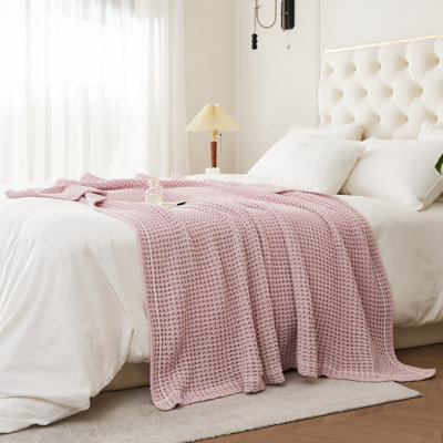 Waffle knit throw blanket