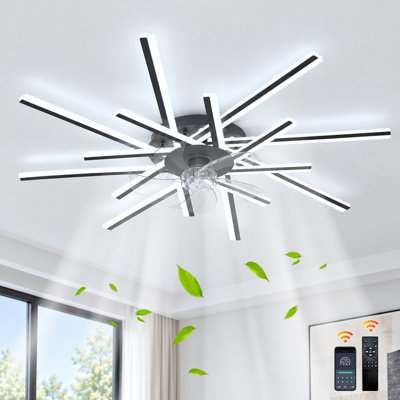 45.3'' 6- Speed Dimmable Reversible Ceiling Fan With Led Lights And Remote Control