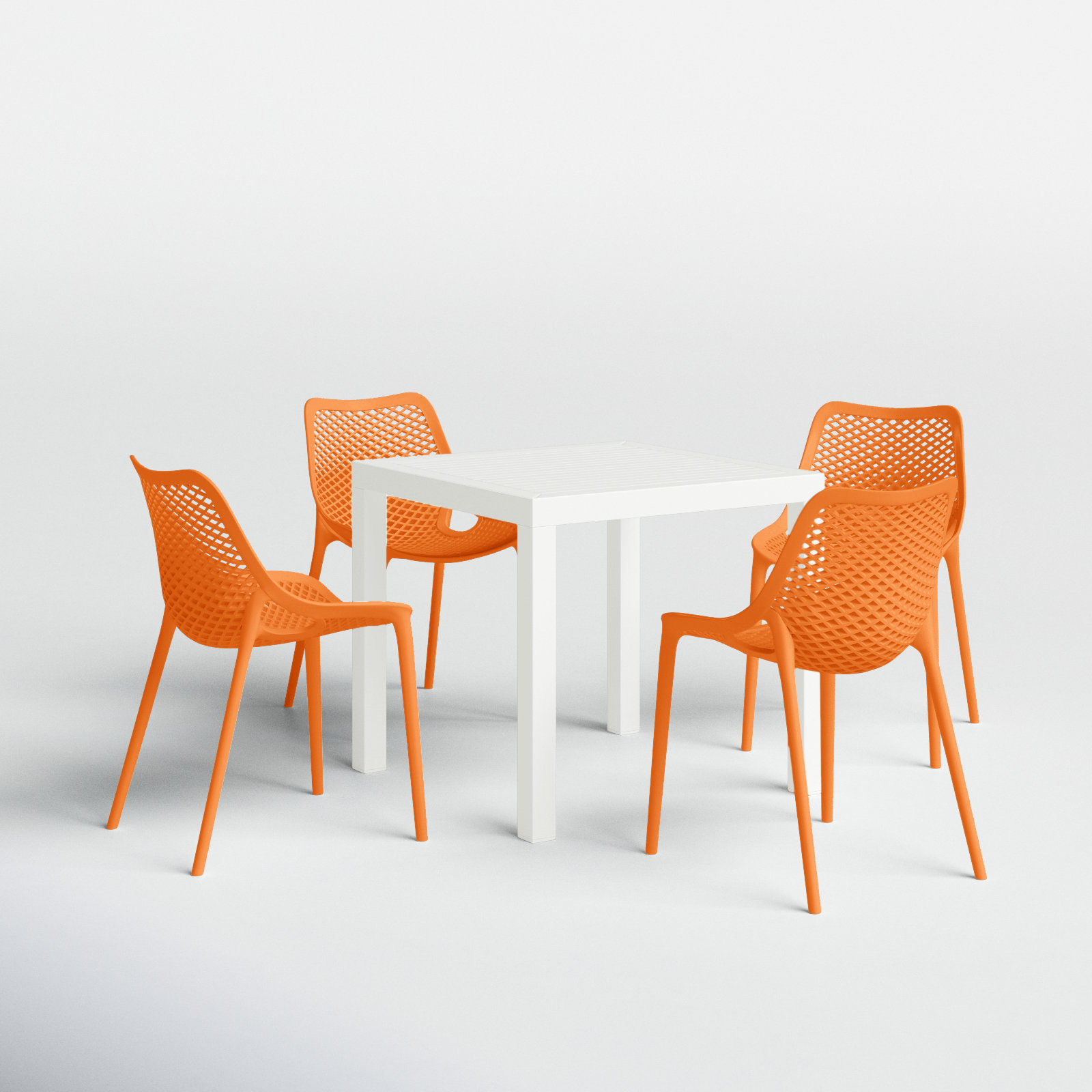 Asherton 32" Patio Dining Set, White/Orange