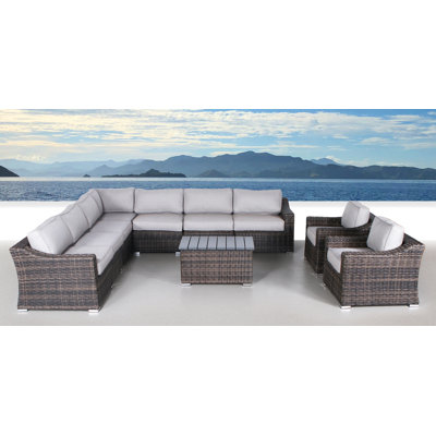 Dayse Fully Assembled 8 - Person Seating Group with Cushions |Pre-built outdoor sofa