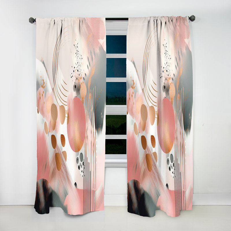 Toscana - Pink Rose Gold Stripes Complexity I - Modern Velvet Curtain - Room Darkening - 1 panel, 52" W x 95" L