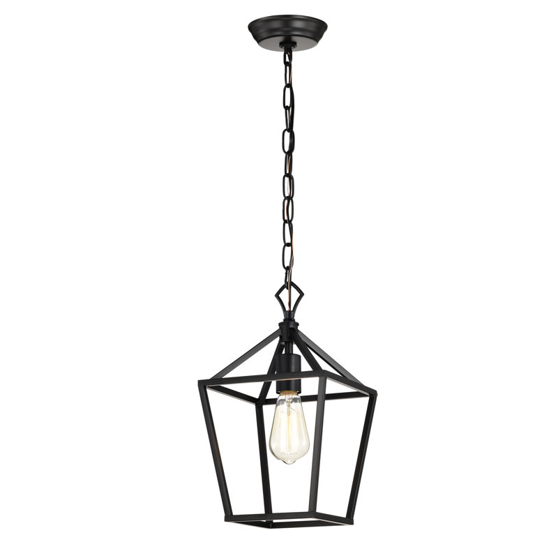 8,5 po Mini luminaire suspendu 1 lumière noir mat avec abat-jour cage en métal