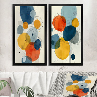 «Minimalist Meditation Stone Collage», ensemble d'art mural moderne Mid-Century