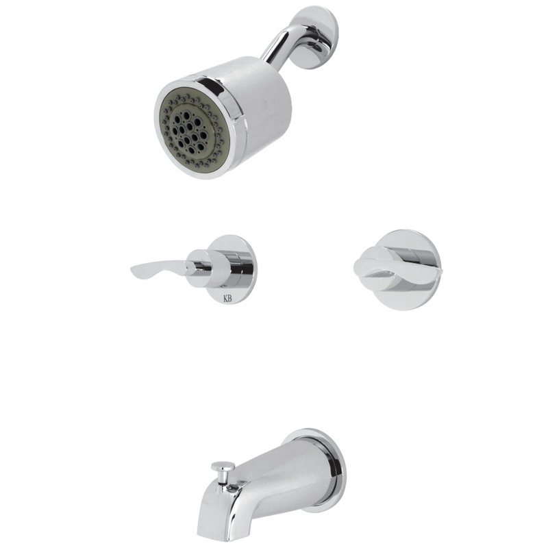 Kingston Brass Serena Double-Handle Tub and Shower Faucet, Polished Chrome