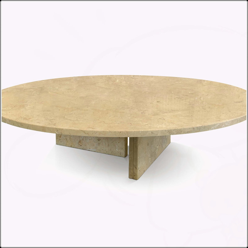 Table basse en marbre naturel, centre de table en pierre véritable, Beige