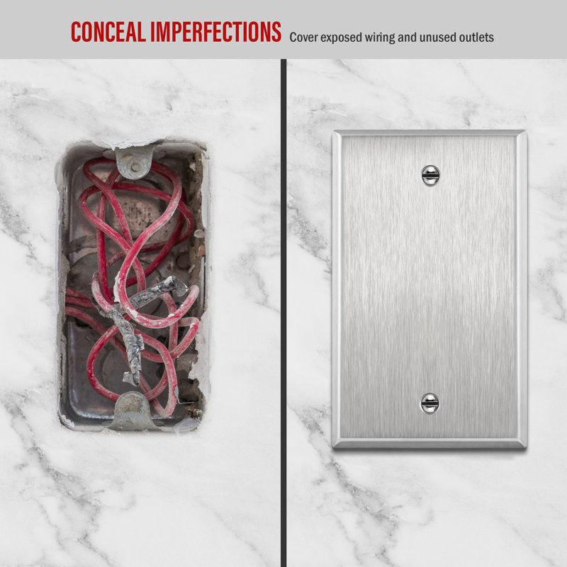 Silver Stainless Steel 1-Gang Blank Wall Plate