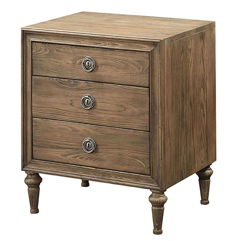 Table de chevet pour chambre à coucher avec 3 tiroirs en chêne récupéré - et fonctionnel pour une utilisation durable