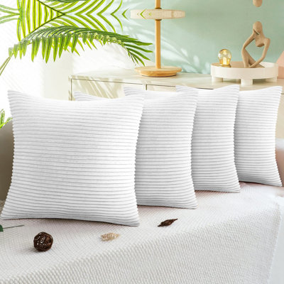 Striped Square Scatter Crushed Velvet Cushion Cover (Set of 4)
