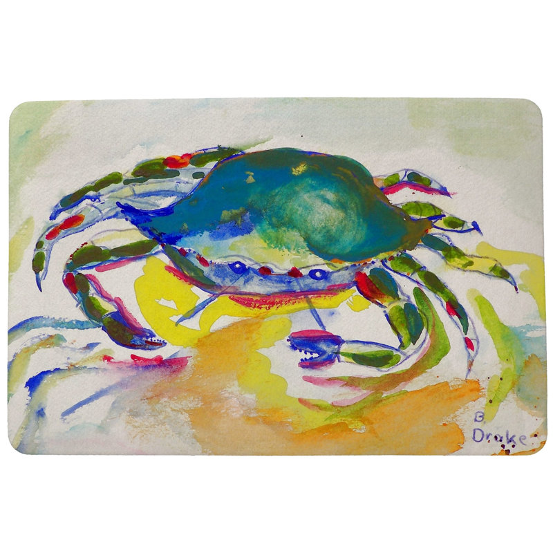 Tapis d'entrée / extérieur antidérapant Liesl Crab, Rectangle 1 pi 6 po x 2 pi 2 po
