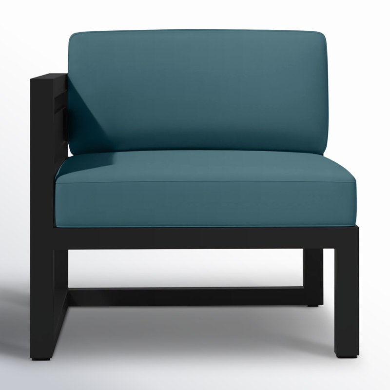 Avion Outdoor One Arm Lounge Chair, Canvas Charcoal Sunbrella® Canvas, Black