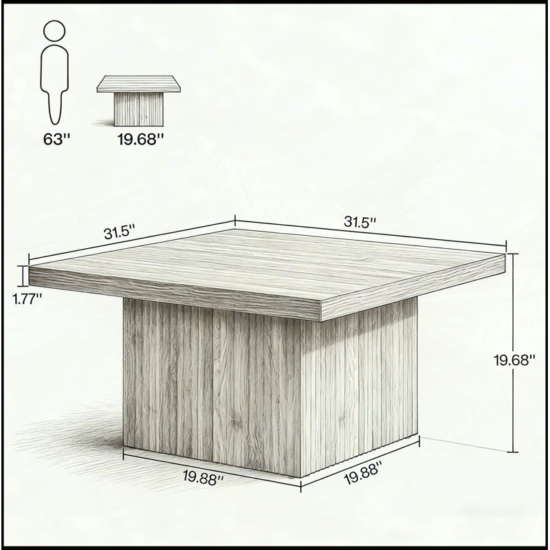 Table basse carrée, table basse 31,5 pouces