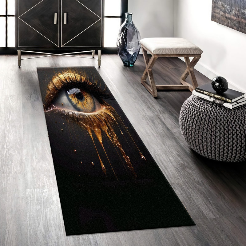 Chic Non Woven Soft Type Printed Rug with Intricate Geometric Design for enhancing Home Decor Appeal, Rectangle 3'11" x 5'11"