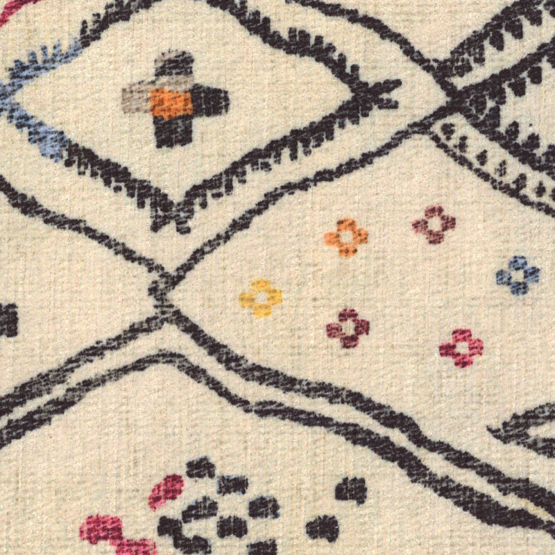 Système de tapis et de coussins lavables multicolores 2 pièces Pamir Ivory, Rectangle 8 pi x 10 pi
