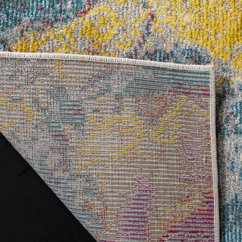 Tapis abstrait orange / jaune / bleu Donnelsville, Rectangle 3 pi x 5 pi