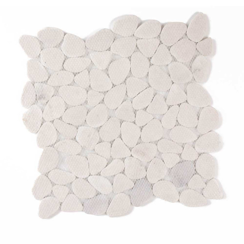 Huron Glass Pebbles Mosaic Tile, White