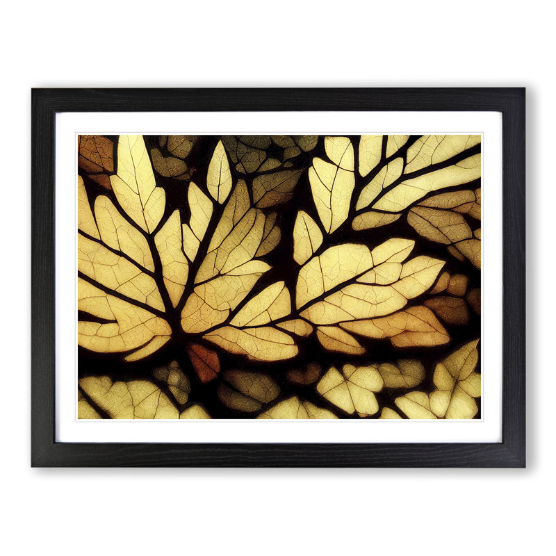 Sculptured Autumn Leaf - Framed Print, Black , 46cm H x 64cm W x 2cm D