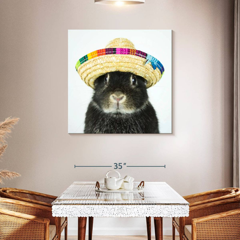 Brampt Rabbit Wearing Sombrero, 39" H x 39" W