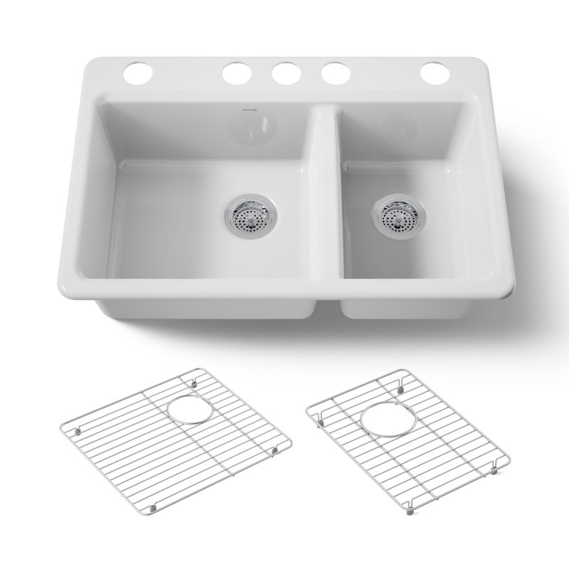 Riverby 33 In. Undermount Double-Bowl Kitchen Sink, White