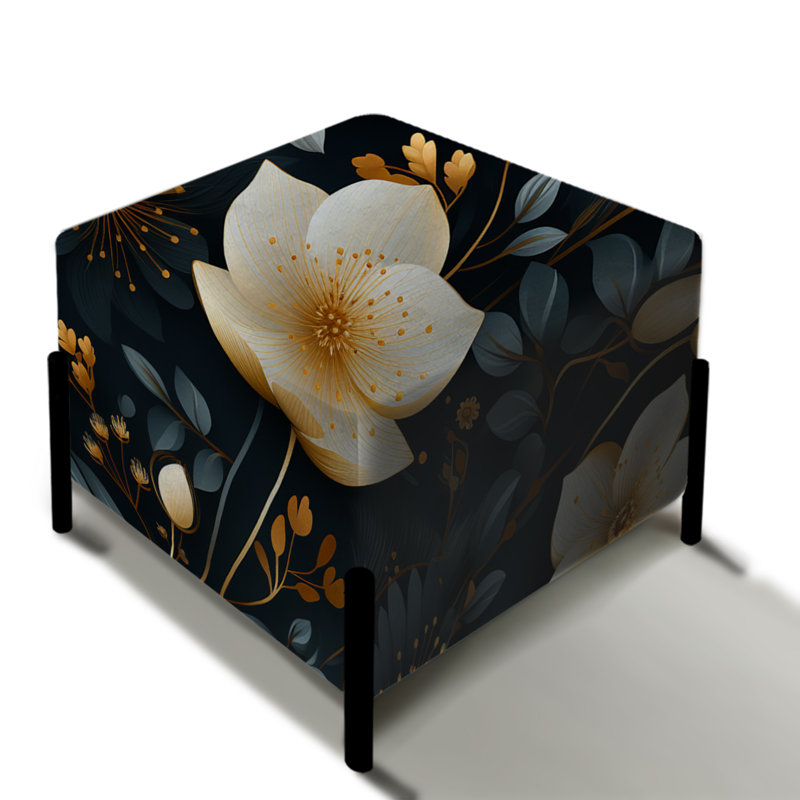 White Mystic Reverie Floral Delights - Repose-pieds carré floral