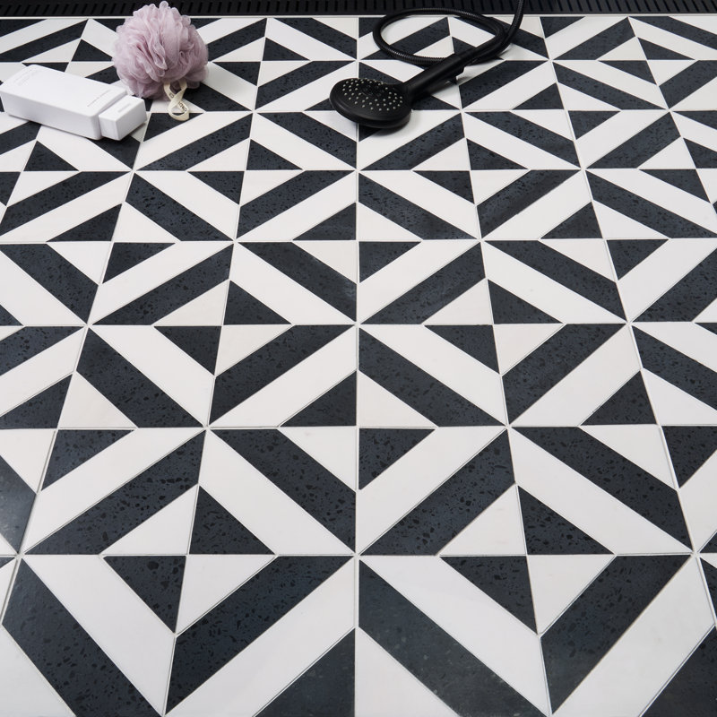 Lupa 12" x 12" Random Mosaic Wall & Floor Tile, Pepper Black