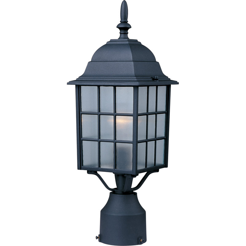 Ivery Stained Glass Lantern Head Post Lantern, Black
