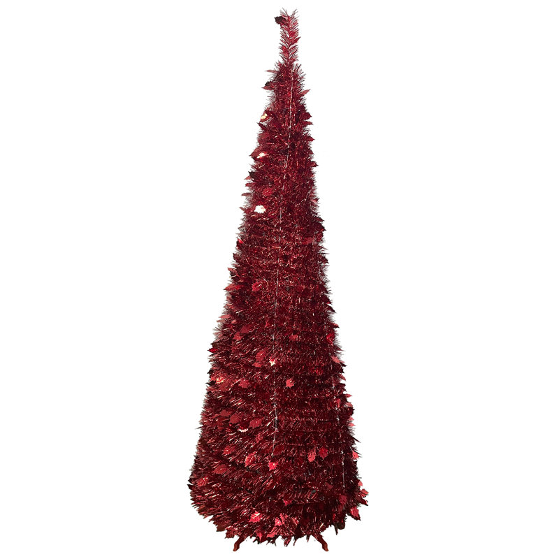 72'' H Red Tinsel Christmas Tree