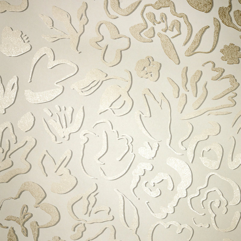 Rouleau de papier peint sel fleur métallique, Doré